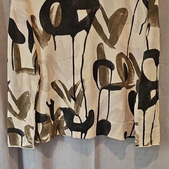 Lisa Todd Abstract "Love" Cream and Black Long Sleeve Cotton/Cashmere Sweater - Picture 3 of 16